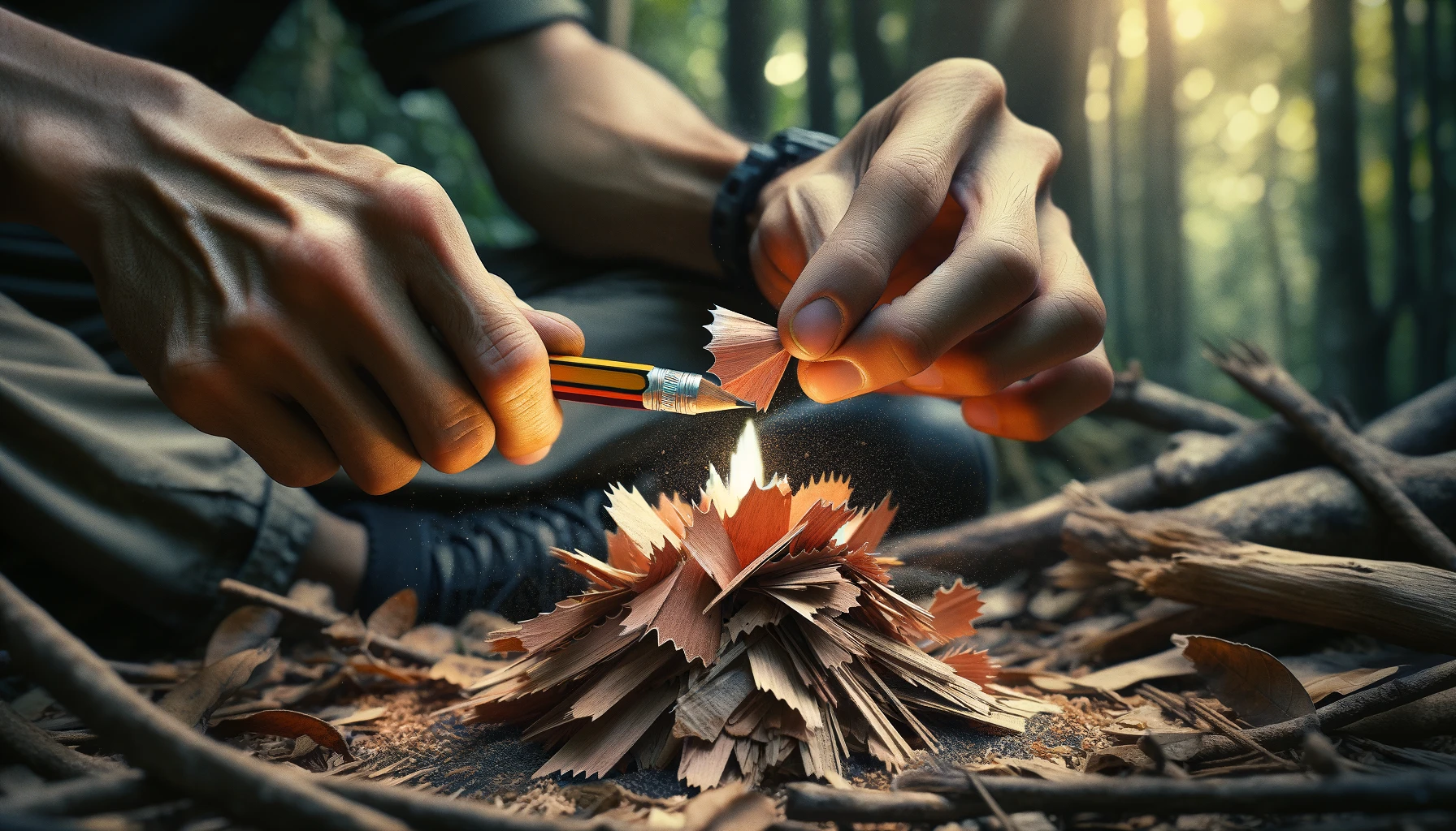 Survival Hack – Bleistiftspäne als Zunder